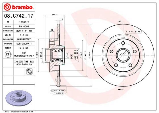 Brembo 08.C742.17 - Bremžu diski ps1.lv