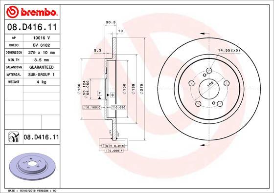 Brembo 08.D416.11 - Bremžu diski ps1.lv