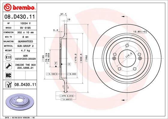 Brembo 08.D430.11 - Bremžu diski ps1.lv