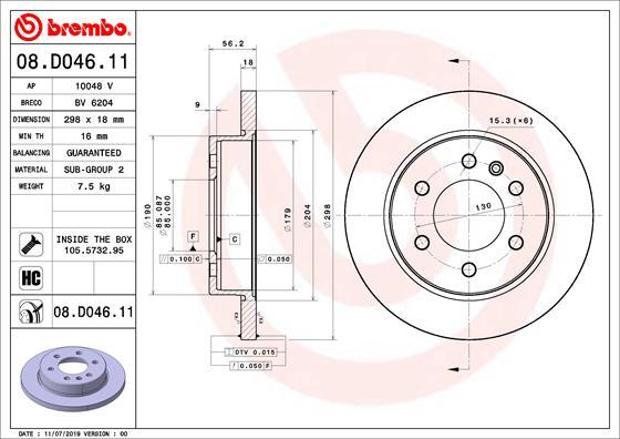 Brembo 08.D046.11 - Bremžu diski ps1.lv