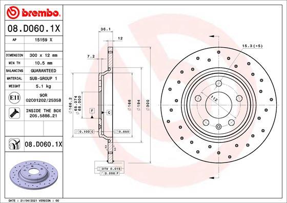 Brembo 08.D060.1X - Bremžu diski ps1.lv