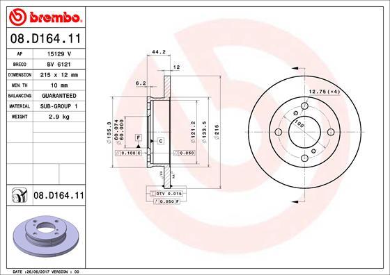 Brembo 08.D164.11 - Bremžu diski ps1.lv