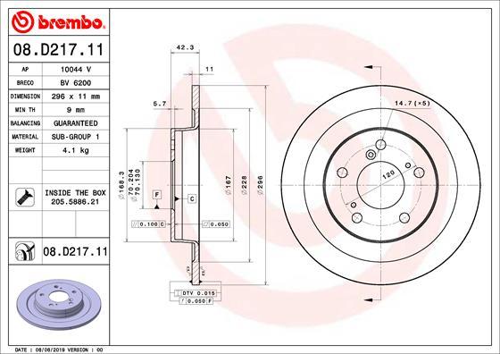 Brembo 08.D217.11 - Bremžu diski ps1.lv