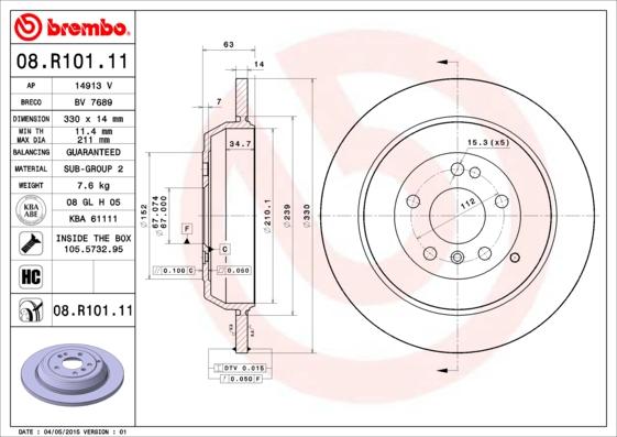 Brembo 08.R101.11 - Bremžu diski ps1.lv