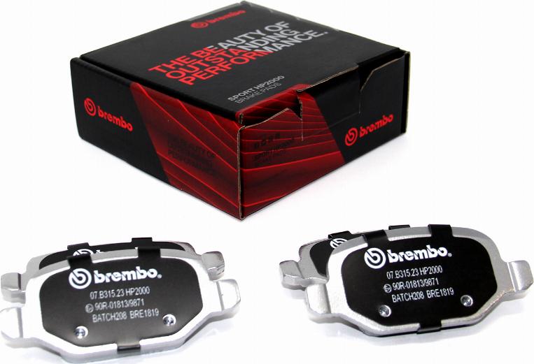 Brembo 07.B315.23 - Augstas veiktspējas bremžu uzliku komplekts ps1.lv