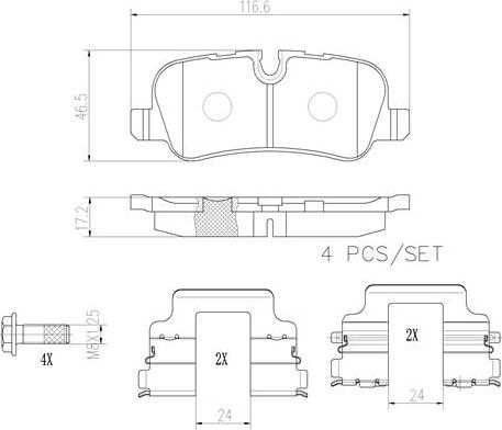 Brembo P44019N - Bremžu uzliku kompl., Disku bremzes ps1.lv