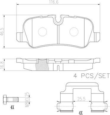 Brembo P44013N - Bremžu uzliku kompl., Disku bremzes ps1.lv