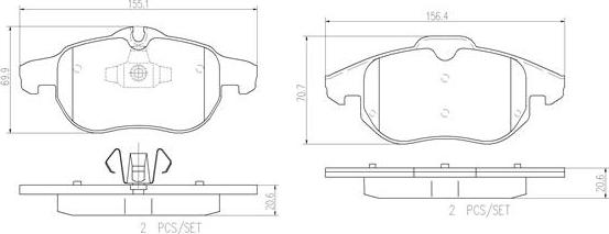 Brembo P59043N - Bremžu uzliku kompl., Disku bremzes ps1.lv