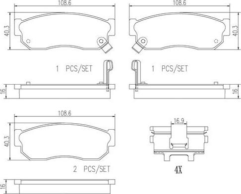 Brembo P56073N - Bremžu uzliku kompl., Disku bremzes ps1.lv