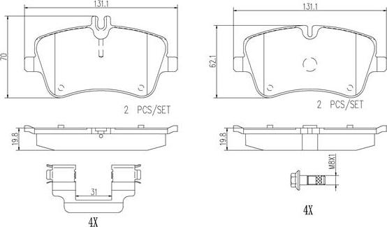 Brembo P50045N - Bremžu uzliku kompl., Disku bremzes ps1.lv