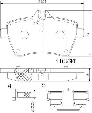 Brembo P50054N - Bremžu uzliku kompl., Disku bremzes ps1.lv