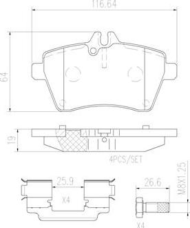 Brembo P50056N - Bremžu uzliku kompl., Disku bremzes ps1.lv