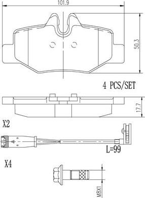 Brembo P50051N - Bremžu uzliku kompl., Disku bremzes ps1.lv