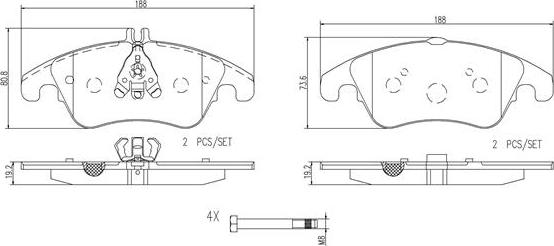 Brembo P50069N - Bremžu uzliku kompl., Disku bremzes ps1.lv