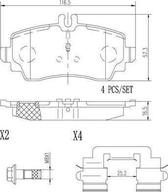 Brembo P50035N - Bremžu uzliku kompl., Disku bremzes ps1.lv