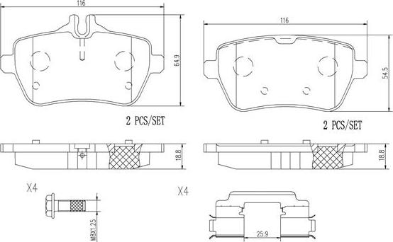 Brembo P50103N - Bremžu uzliku kompl., Disku bremzes ps1.lv