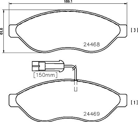 Brembo P 61 092 - Bremžu uzliku kompl., Disku bremzes ps1.lv