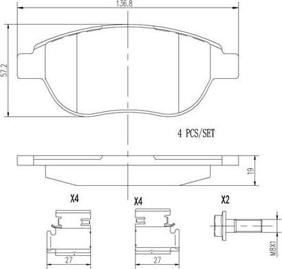 Brembo P61068N - Bremžu uzliku kompl., Disku bremzes ps1.lv