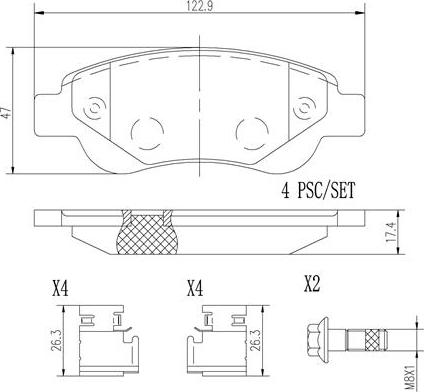 Brembo P61081N - Bremžu uzliku kompl., Disku bremzes ps1.lv