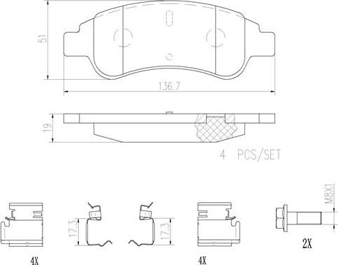 Brembo P61082N - Bremžu uzliku kompl., Disku bremzes ps1.lv