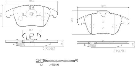 Brembo P61106N - Bremžu uzliku kompl., Disku bremzes ps1.lv