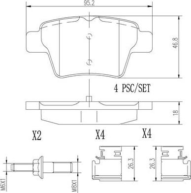 Brembo P61100N - Bremžu uzliku kompl., Disku bremzes ps1.lv