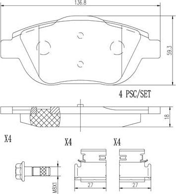 Brembo P61103N - Bremžu uzliku kompl., Disku bremzes ps1.lv