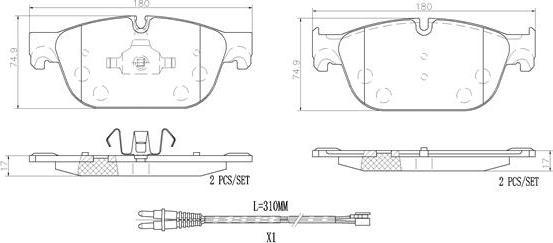 Brembo P61107N - Bremžu uzliku kompl., Disku bremzes ps1.lv