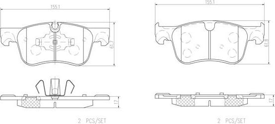 Brembo P61116N - Bremžu uzliku kompl., Disku bremzes ps1.lv