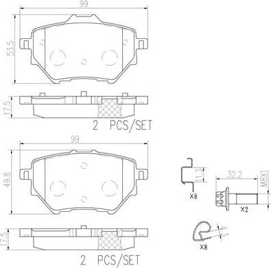 Brembo P61122N - Bremžu uzliku kompl., Disku bremzes ps1.lv