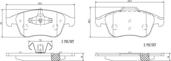 Brembo P68047N - Bremžu uzliku kompl., Disku bremzes ps1.lv