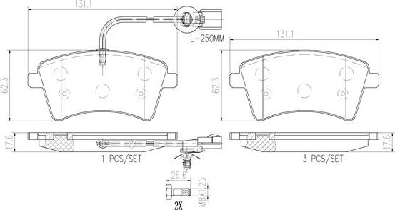 Brembo P68058N - Bremžu uzliku kompl., Disku bremzes ps1.lv