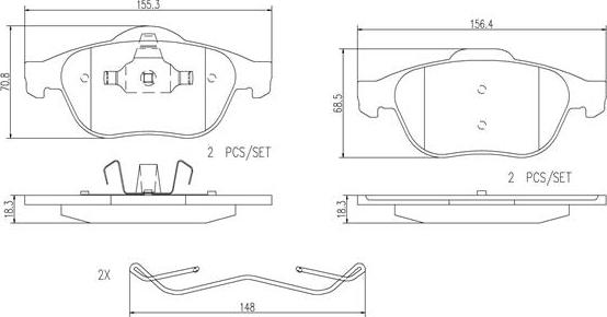 Brembo P68032N - Bremžu uzliku kompl., Disku bremzes ps1.lv