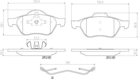 Brembo P68029N - Bremžu uzliku kompl., Disku bremzes ps1.lv