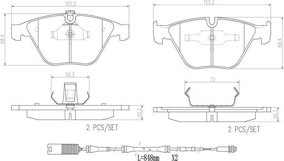 Brembo P06045N - Bremžu uzliku kompl., Disku bremzes ps1.lv