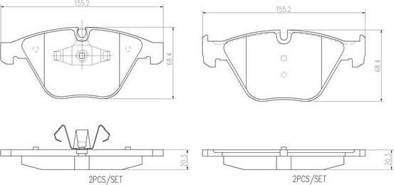 Brembo P06055N - Bremžu uzliku kompl., Disku bremzes ps1.lv