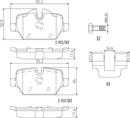 Brembo P06037N - Bremžu uzliku kompl., Disku bremzes ps1.lv