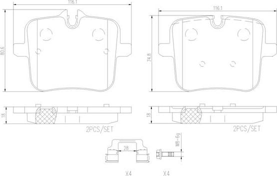 Brembo P06109N - Bremžu uzliku kompl., Disku bremzes ps1.lv