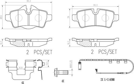 Brembo P06103N - Bremžu uzliku kompl., Disku bremzes ps1.lv