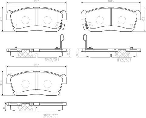 Brembo P16018N - Bremžu uzliku kompl., Disku bremzes ps1.lv