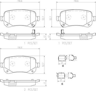 Brembo P11021N - Bremžu uzliku kompl., Disku bremzes ps1.lv