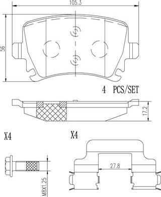 Brembo P85095N - Bremžu uzliku kompl., Disku bremzes ps1.lv