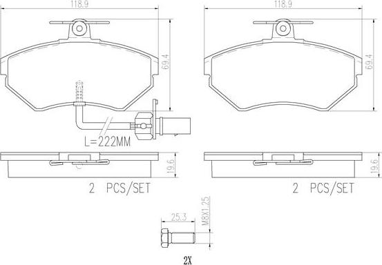 Brembo P85044N - Bremžu uzliku kompl., Disku bremzes ps1.lv