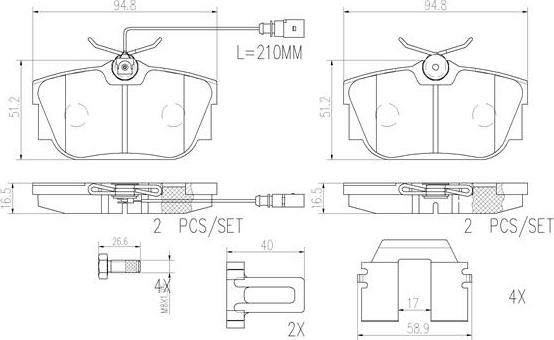 Brembo P85059N - Bremžu uzliku kompl., Disku bremzes ps1.lv