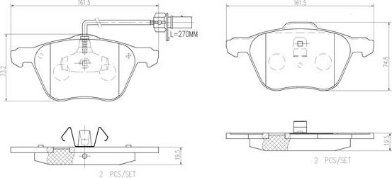 Brembo P85061N - Bremžu uzliku kompl., Disku bremzes ps1.lv