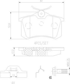 Brembo P85020N - Bremžu uzliku kompl., Disku bremzes ps1.lv