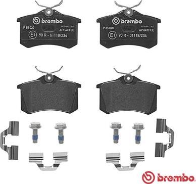 Brembo P 85 020 - Bremžu uzliku kompl., Disku bremzes ps1.lv