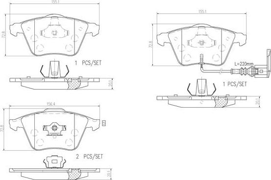 Brembo P85079N - Bremžu uzliku kompl., Disku bremzes ps1.lv