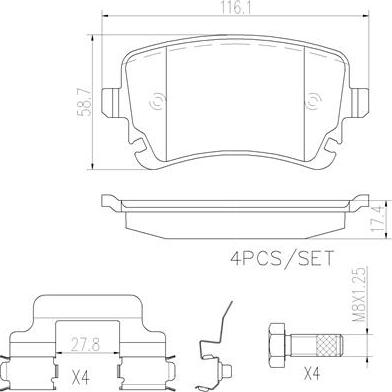 Brembo P85076N - Bremžu uzliku kompl., Disku bremzes ps1.lv