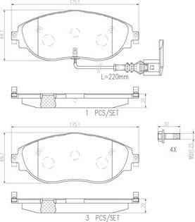 Brembo P85144N - Bremžu uzliku kompl., Disku bremzes ps1.lv